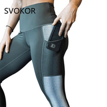 Load image into Gallery viewer, SVOKOR Pocket High Waist Leggings Women Fitness Workout Activewear Printing Trouser Fashion Patchwork Push Up Female Leggings
