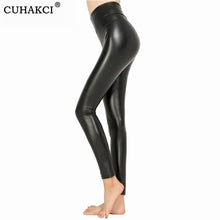 Load image into Gallery viewer, CUHAKCI Legging Free dropshipping Women Hot Sexy Black Wet Look Faux Leather Leggings Slim Shiny Pants Plus size S M L XL XXL