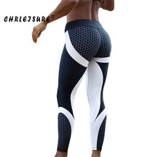 Load image into Gallery viewer, CHRLEISURE Fitness Legging Geometric honeycomb digital printing Leggings high waist Hip breathable polyester Women Legging
