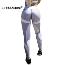 Load image into Gallery viewer, CHRLEISURE Fitness Legging Geometric honeycomb digital printing Leggings high waist Hip breathable polyester Women Legging
