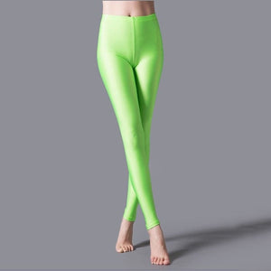 CUHAKCI Women Shiny Pant Leggings Hot Selling Leggings Solid Color Fluorescent Spandex Elasticity Casual Trousers Shinny Legging