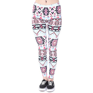 Brands Women Fashion Legging Aztec Round Ombre Printing leggins Slim High Waist  Leggings Woman Pants