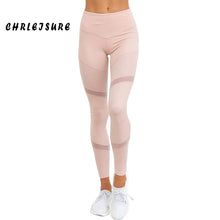 Load image into Gallery viewer, CHRLEISURE Work Out Pink Leggings Women Spring Ankle-Length Softe Mesh Legging Stitching Hollow Slim Push Up Lady&#39;s Legging
